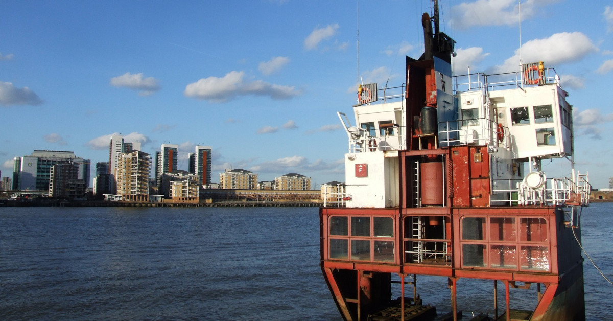 A Slice of Reality: https://commons.wikimedia.org/wiki/File:A_Slice_of_Reality_by_Richard_Wilson,_Greenwich_Peninsula_-_geograph.org.uk_-_3850722.jpg